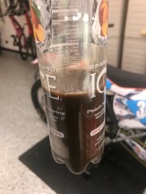 That may look like chocolate milk type drink that I am half through, but in reality that is what the oil looked like coming out of the motor.